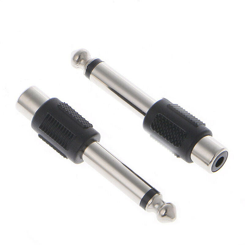 10 Pcs RCA Female Jack To 6.35mm 1/4" Male Mono Plug Audio Adapter Connector FU