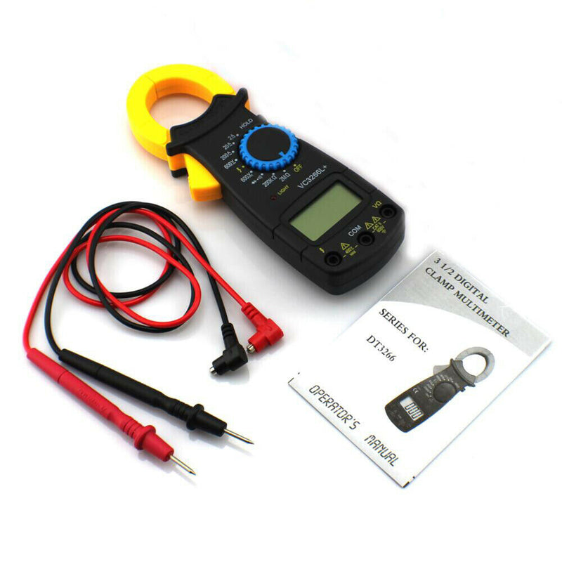 Electric LCD Digital Clamp Multimeter AC-DC Volt Ammeter Black