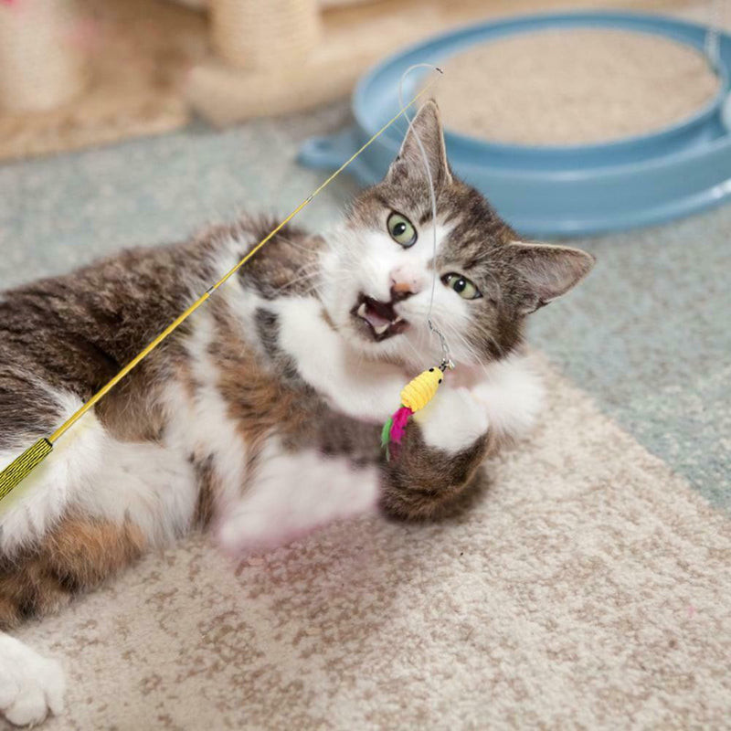 6pcs/set Retractable Cat Stick Kitten Interactive Toys w/Replacement Head