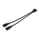 USB 3.0 20Pin Motherboard Female to 2 Type-A Female Connectors Y-Cable