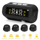 USB+Solar Wireless Car TPMS Tire Pressure Monitor System LCD w/4External