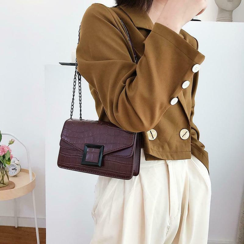 Retro Messenger Bag Women Leather Small Shoulder Handbag Purse (Wine Red) A