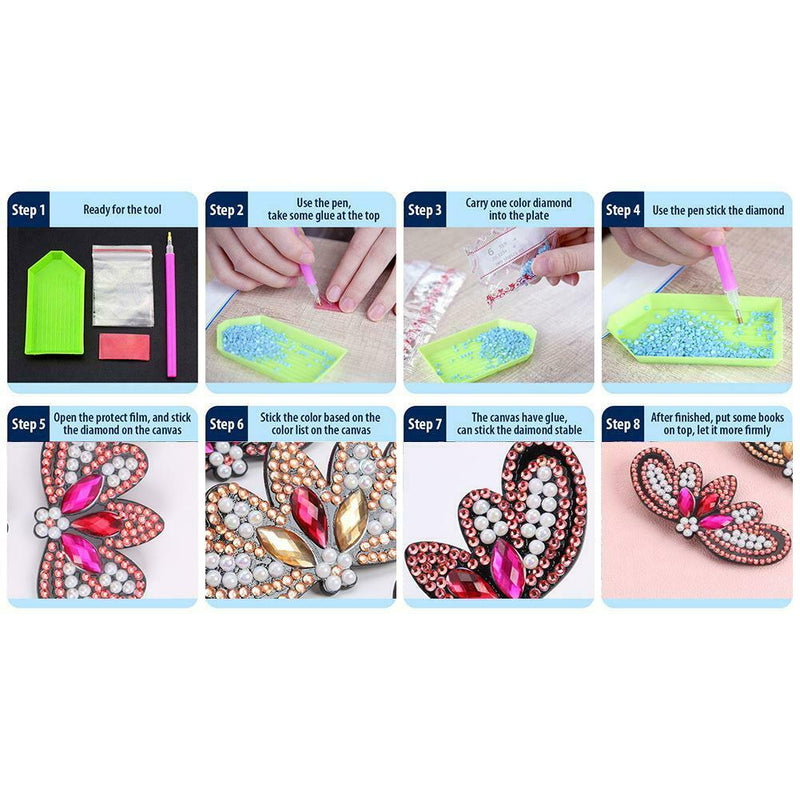 3pcs Butterfly Rhinestone Hair Clip DIY Crystal Bowknot Barrettes (Style 2)