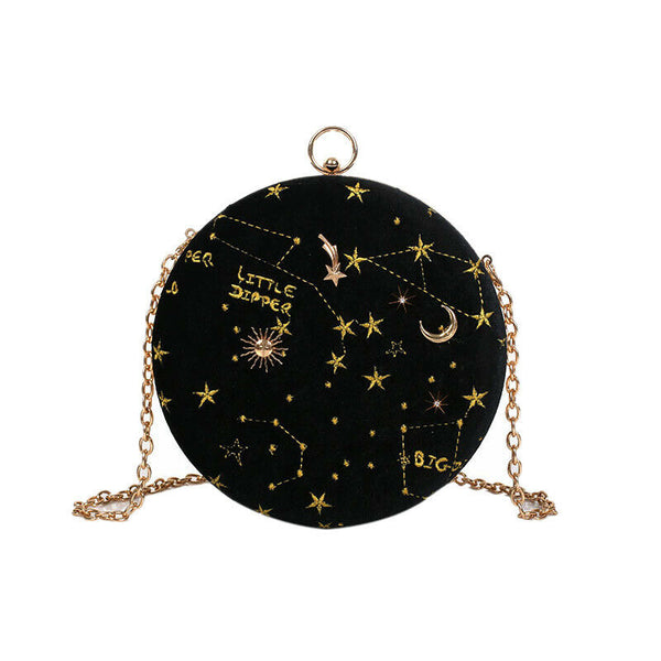 Starry Sky Circular Fashion Suede Shoulder Bag Chain Belt Women'S Crossbody W7S7