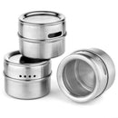 Magnetic Spice Jar With A Strong Transparent Top Cover. Stainless Steel Rou