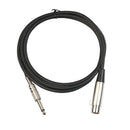 5m XLR 3Pin Female to 1/4" (6.35mm) TS Mono Microphone Cable Shielded Black