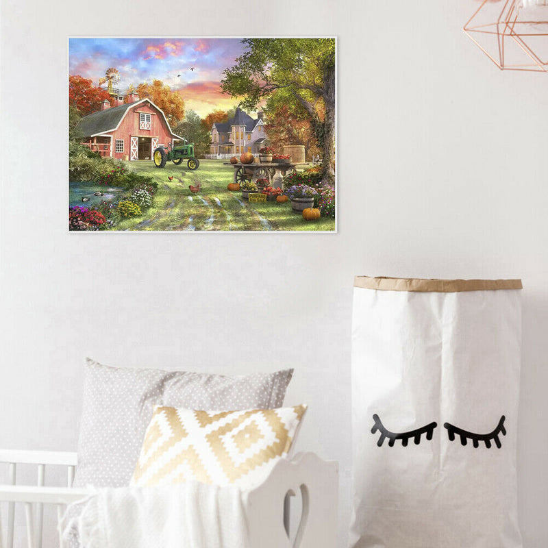 Painting By Numbers Kit DIY Village Scenery Canvas Oil Art Picture Craft