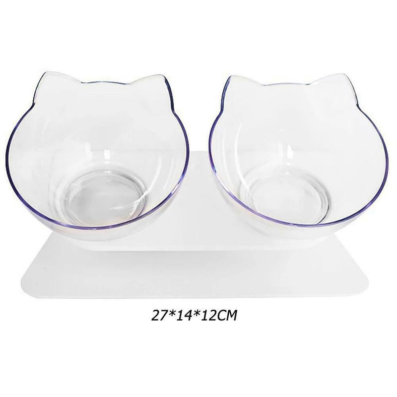 Removable Oblique Cat Ears Pet Bowl Transparent Feeder Non-slip Holder (B) A