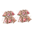 12pcs Linen Christmas Gift Burlap Drawstring Rustic Wrap Sacks Pouch 6x4''