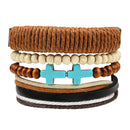 Unisex European Style Wooden Beads Woven Knitting Bracelet Wristband