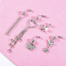 5pcs Flower Navel Ring Combination Body Piercing Belly Button Jewelry