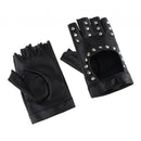 Rivets Gloves Half Finger Gloves Black Hollow out Driving Fingerless Gloves