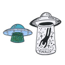 2Pcs Enamel Pin Set Punk Cute Brooches for Party Alien UFO Lapel Pin Badge Set