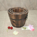 6pc Wooden Barrel Planter Rustic Flower Plant Pots In/Outdoor Garden Patio Decor