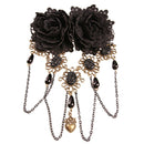 Gothic Retro Black Fringed Flowers Lace Headdress Fashion Hair Clip Jewelry