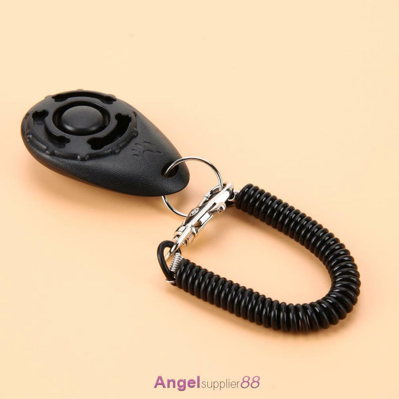 1pc Pet Trainer Pet Dog Training Adjustable Sound Key Chain Clicker(Black)