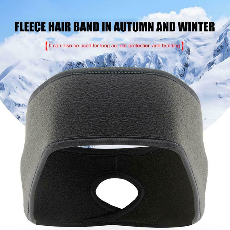 Outdoor Fleece Ponytail Headband Yoga Running Fitness Warm Sweatband (Grey) A