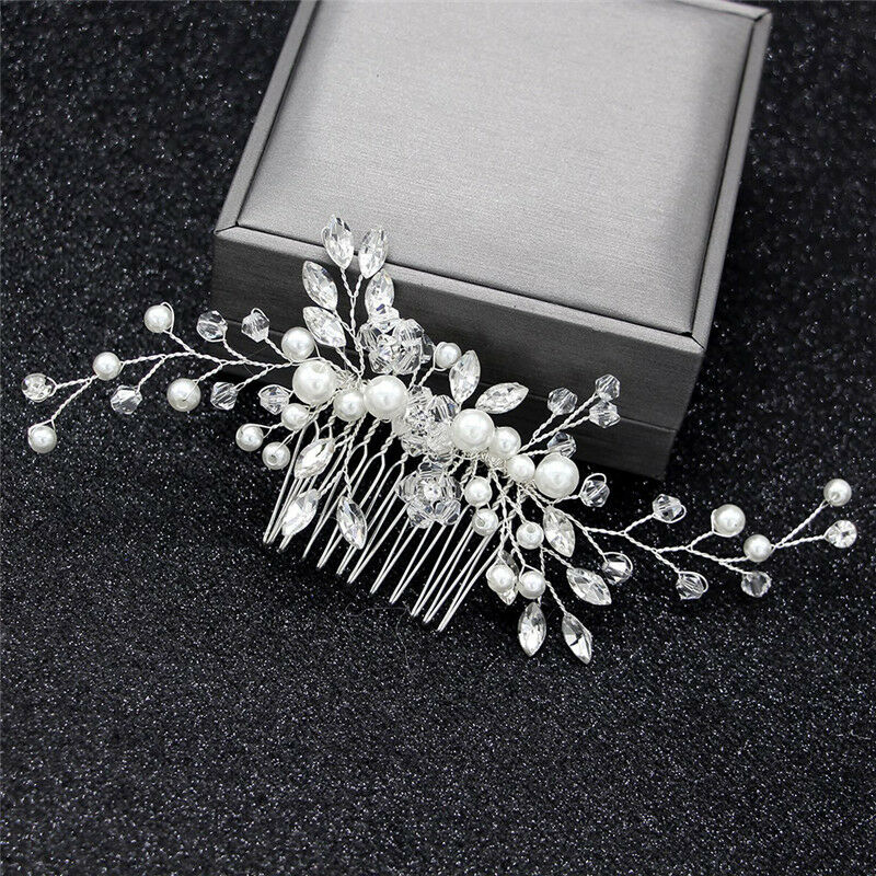 Crystal Pearls Women Hair Jewelry Wedding Hair Comb Bridal Headpieces B Gw