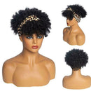Curly Puff Turban Wig Synthetic Headband Wig Wrap For Lady T4D2