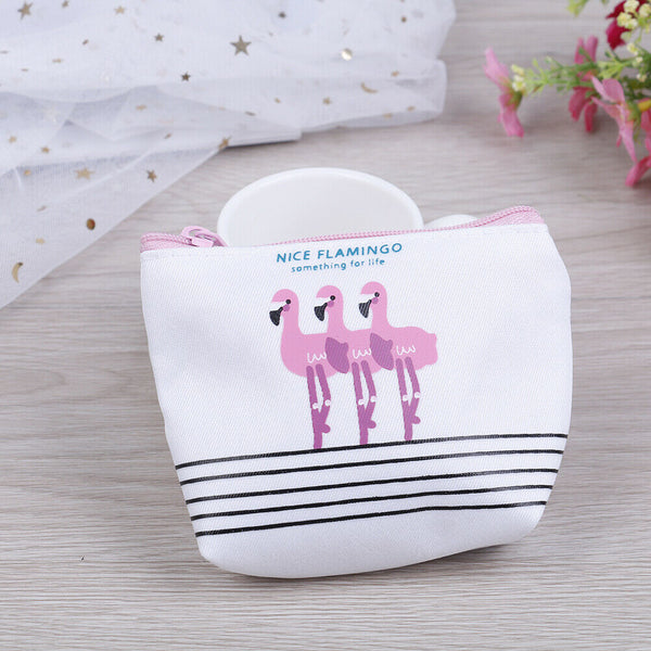 Women cute flamingo purse clutch wallet coin purse travel makeup  OZ