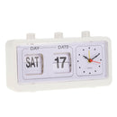 High Quality Flip Alarm Clock Desktop Beside Clock with Calendar -White