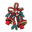 Retro Women Rhinestones Christmas Bell Brooch Xmas Party Alloy Jewelry Pins A
