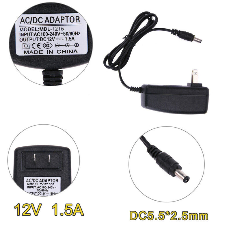 DC12V 1.5A Adapter AC to DC Converter Power Supply Adapter 5.5*2.5 mm