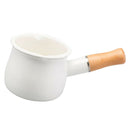 10cm Non Stick Milk Pan Saucepan Pot Wood Handle For Hobs White