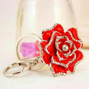 Rose Shape Crystal Keychain Key Chain Sparkling Key Ring Charm Purse Pendan Y6S8