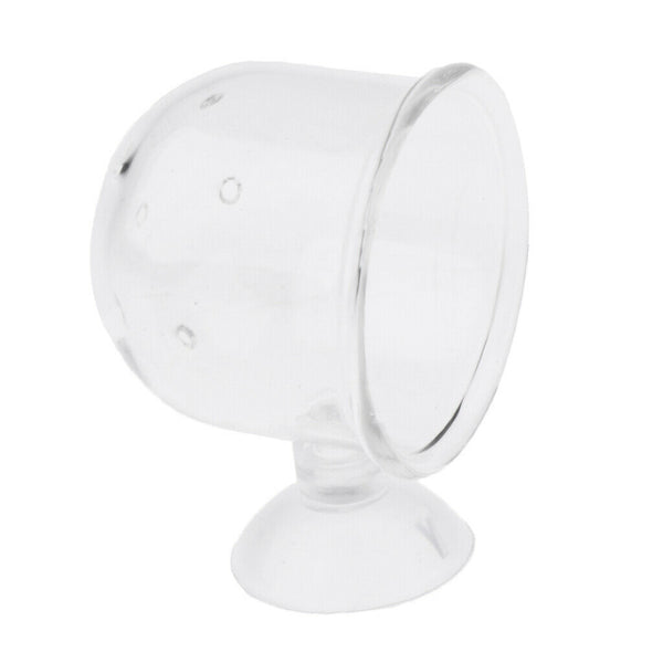 2Pcs Aquarium Fish Tank Feeding Glass Cup Aquatic Plant Crystal Holder Feeder