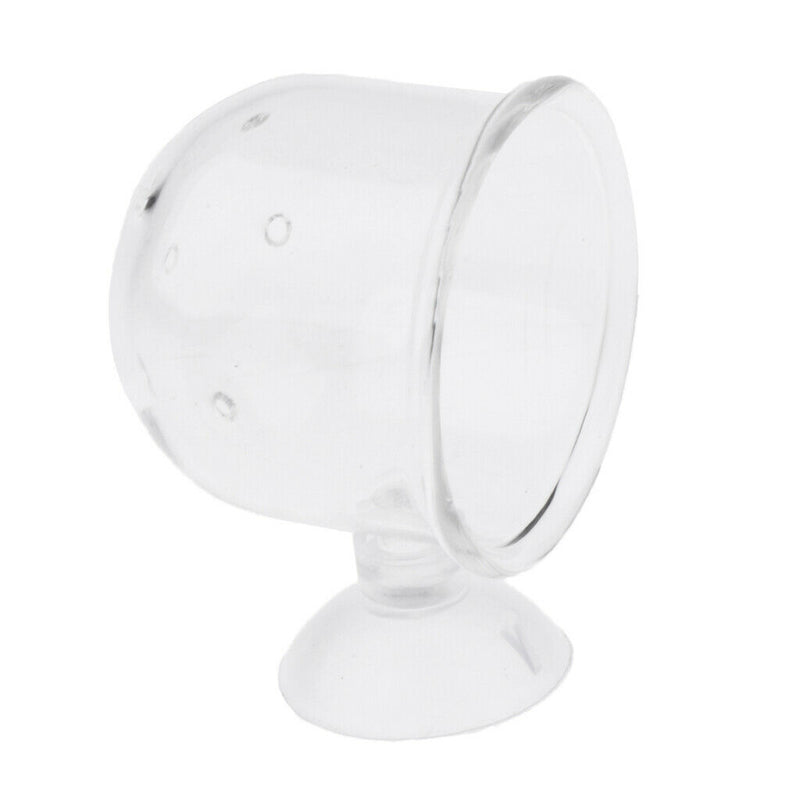 2Pcs Aquarium Fish Tank Feeding Glass Cup Aquatic Plant Crystal Holder Feeder