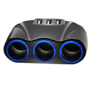 3 Ports USB Car Charger with Cigarette Lighter Adapter for Smart Phone