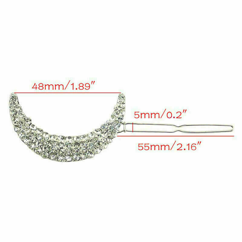 Ladies Crystal Rhinestone Moon Hairpin Barrette Hair Retro!. clip New