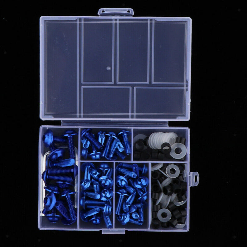 158 Pcs Motorcycle Metal Complete Fairing Bolt Kit Fastener Clips Screws -Blue