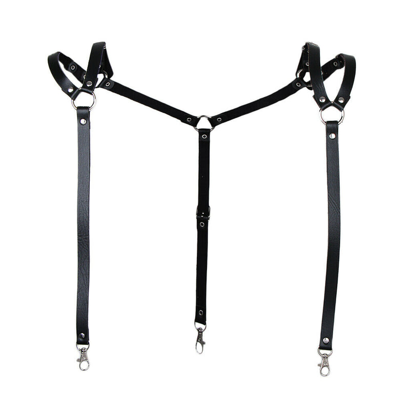 Y-back Adjustable Leather Suspenders Mens Braces