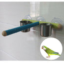 Bird Parrot Stand Perches Platform Rack Wall Suction Cup with 2 Feeding Cup