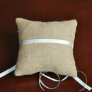 Retro Rustic Wedding Party Lace Burlap Jute Ring Bearer Decor Pillow Cushio V8M1
