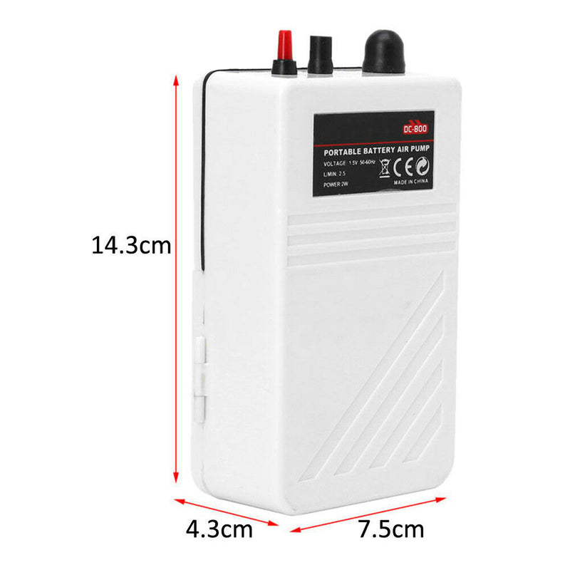 Aquarium Battery Operated Fish Tank Air Pump Aerator Oxygen W/ Air Ston Hot L8W8