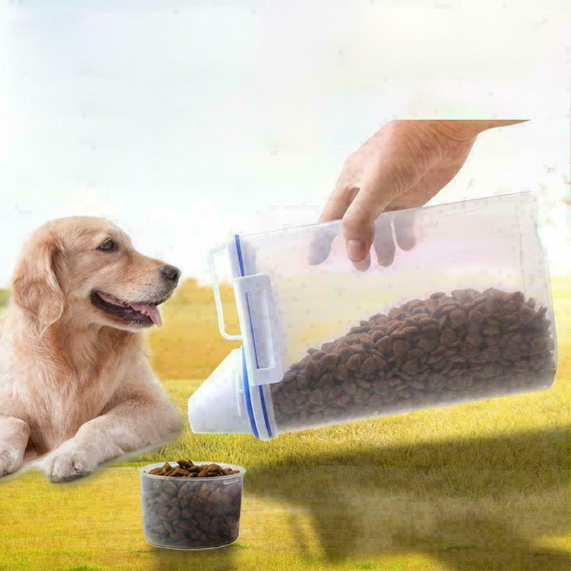 Pet Food Storage Container Airtight Dog Cats with Measuring Cup Clear Favor W8L5