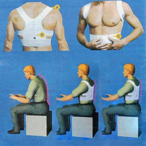 Adjustable Back Shoulder Support Brace Posture Corrector - White XL