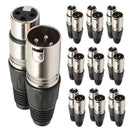 10 Pairs 3 Pin XLR Audio Cable Connector Male/Female MIC Jack Plug and for
