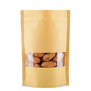 100Pcs Brown Stand Up Kraft Paper Zip Lock Bags with Clear Window,Reclosabl