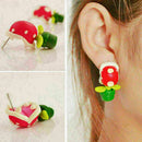 1 Pair Handcraft Polymer Clay Super Mario Piranha Plant Flower Corpse Studs U7L7