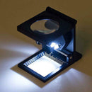 Double 10X Zinc Alloy Ruler Folding Scale Magnifier Cloth Magnifying Glass Loupe