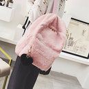 Women Soft Faux Fur Plush Backpack Shoulder Bag Fluffy School Bag with Hear N8C9