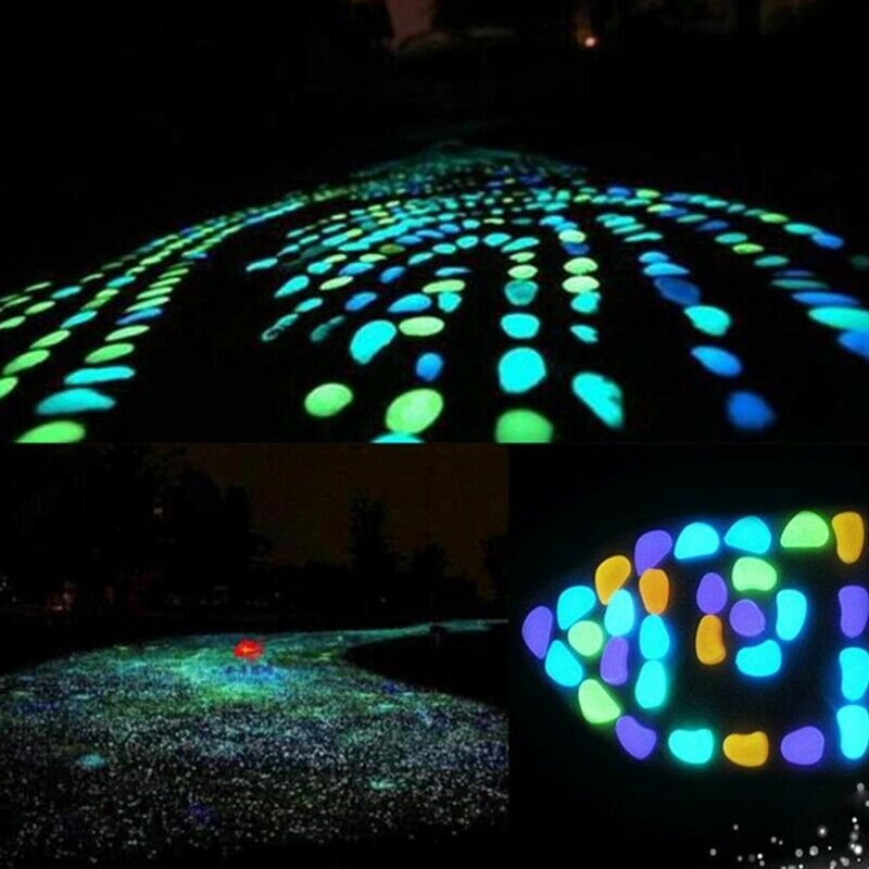 500Pcs in Dark Garden Glowing Pebbles for Walkway Aquarium Fish Tank Decora