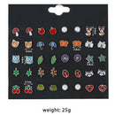 20Pairs/set Cute Fruit Animal  Flower Stud Earrings For Girls Kids Jewelry Gi BX