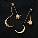 Celestial Moon and Sun Gem Oversized Earrings Engraved Long Dangle Colour