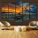 Set of 5pcs Canvas Wall Art Painting Pictures Beach Boat Print Hall Decor