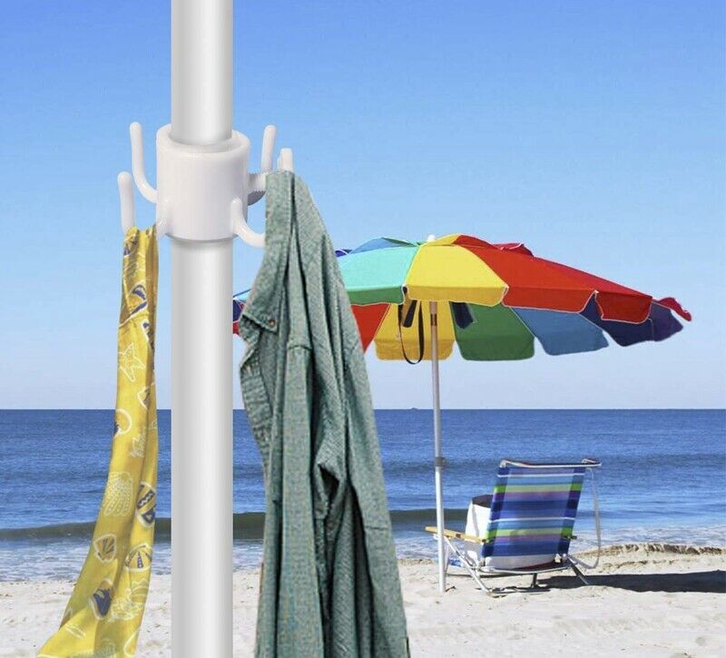 2 Pack Beach Umbrella Hanging Hook 4-prongs Plastic Umbrella Hook Hanging f